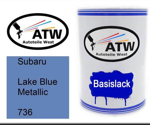 Subaru, Lake Blue Metallic, 736: 500ml Lackdose, von ATW Autoteile West.